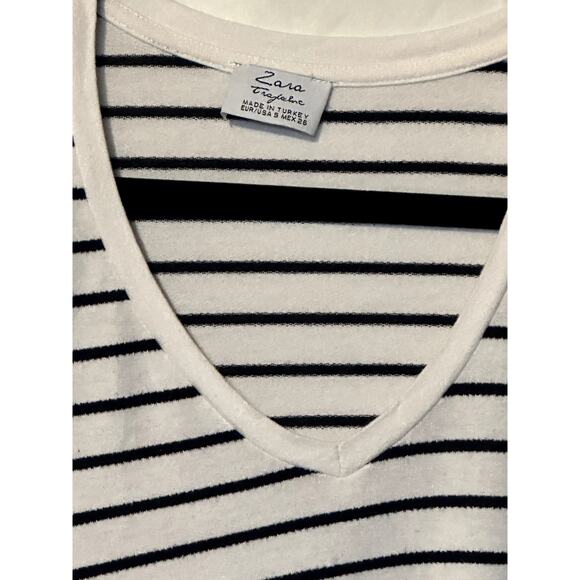 Zara Trafaluc Size S Short Sleeve Dress Breton Stripe Black White Nautical Comfy - Picture 7 of 7